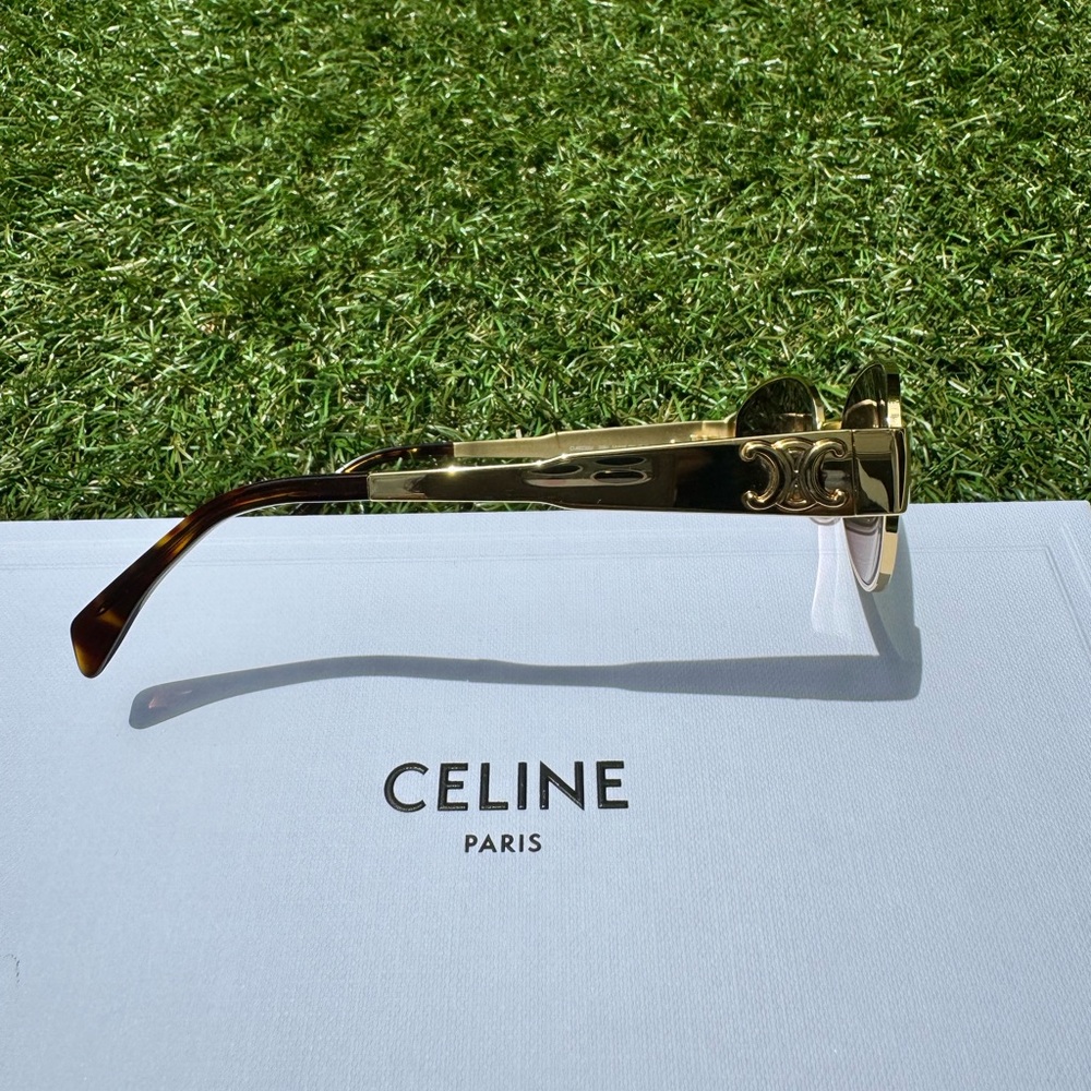 Celine Triomphe 01 Oval-frame gold-tone metal oval acetate Sunglasses CL40235U - Picture 5 of 13